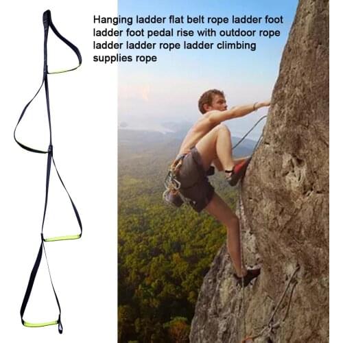 Professional Adjustable Webbing Foot Loop Mountain Climbing Rope Ladder Foot Step Flat Ascender Belt Outdoor Hiking Sports Tool