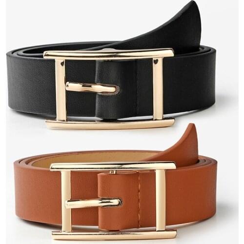 Fashion Square Pin Buckle Women Belt PU Leather Belts For Ladies Girls Jeans Pants Wild Waistband Student Strap