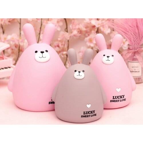 Lucky sweet bear saving pot toy rabbit coins storage tin Christmas gift for children
