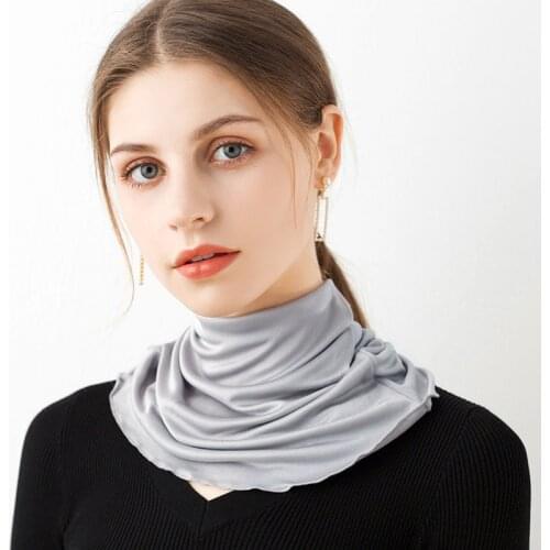 100% Nature Silk Ring Scarf Women Sun Protection Headscarf Neck Collar Outdoor Fashion Scarvers Real Silk Solid Neckscarves