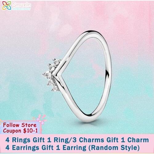 Smuxin 925 Sterling Silver Ring Tiara Wishbone Ring Original S925 Women Rings Ngagement Ring Women Jewelry Making Girl Rings