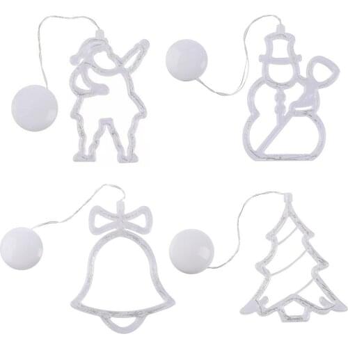 LED Sucker Lights Christmas Bell Snowman Lights Holiday Window Decor Battery Powered Xmas Garland for Home Decor Lamps