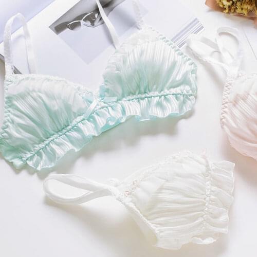 Teddy Fresh Sexy School Lingerie for Young Girls Super Fairy Tranparent Ultra Thin Bra and Panty Set Underwear Bra Thong Set Hot