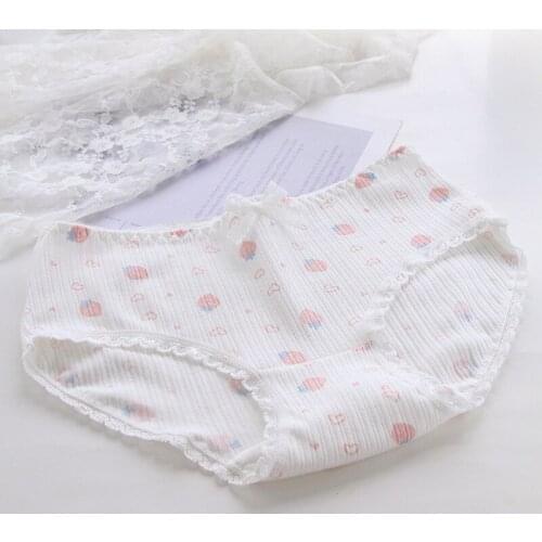 Sanderala Women Cotton Bow Panties Cute Strawberry Underwear Female Sexy Breathable Comfortable Ladies Pink Underpants
