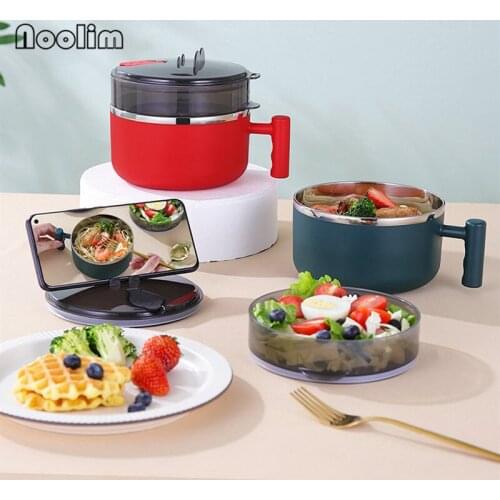 Japanese 304 Stainless Steel Instant Noodle Bowl with Lid Large Student Soup Cup Rice Bowl Bento Box Office Worker Lunchbox