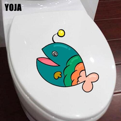 YOJA 22.2*18.3CM Happy Fish BedRoom Home Decor Toilet Sticker Wall Decal Art Creative T3-0994