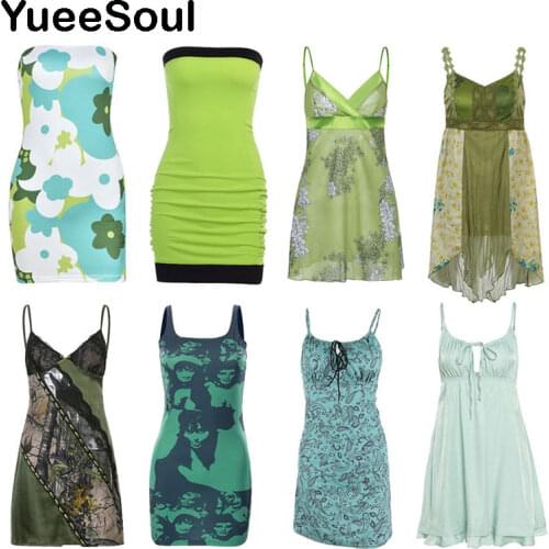 Зеленые летние платья Yueesoul China At AliExpress
