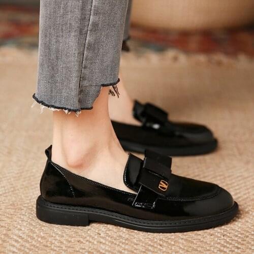 2021 Spring New Low Heel Black Female Flat Bottom Shoes Slip-on Autumn Shoes