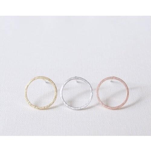 Jisensp Hot Selling Bushed Round Stud Earrings for Women Simple Geometric Circle Party Earrings Multicolor Jewelry Bijoux Femme