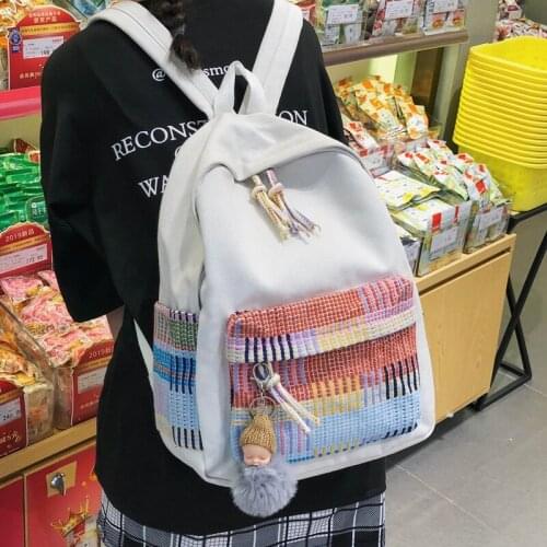 Preppy Female Backpack Colorful Stripe Japanese Harajuku high school college student schoolbag New Women Rucksack Girls Mochilas