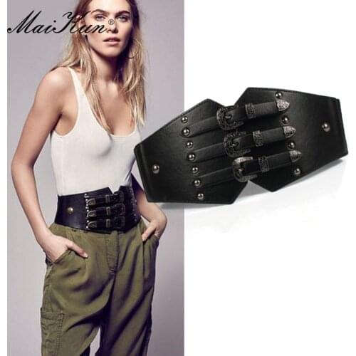 Maikun Vintage Super Wide Belt For Women Elastic All-Match Tunic Dress Decorated Ladies Girdle