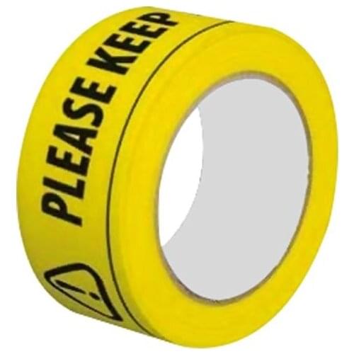 1Roll Yellow Social Distancing Stickers Tape Please Keep A Safe Distance of 2 Meters Safety Tape Protective Warning Tape