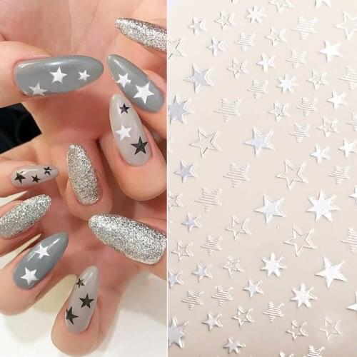 1pcs Geometric 3d Nail Art Sticker Cute Star Gold/silver/rose Gold Jewelry Self-adhesive Slider Manicure Accessory