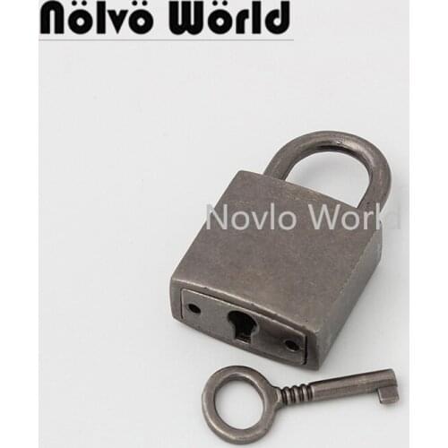 2-10 pieces Old Silver Rolled 36X22mm Decorative Padlock in Key Bag Lock Handbag Standard Pad Locks Accessories