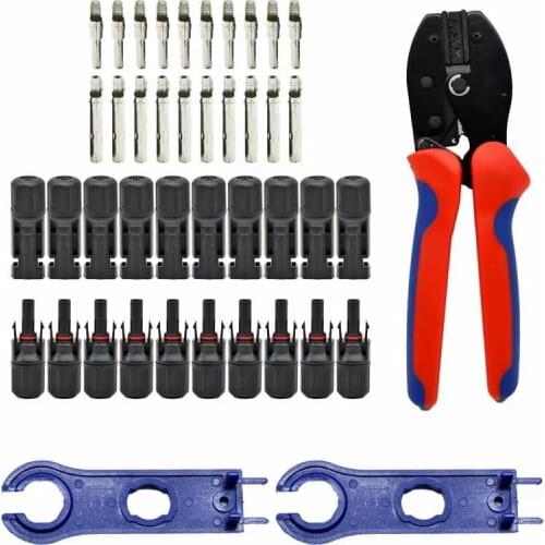 20PCS Connector Male and Female + 2PCS Spanner Fit + 1PC Wire Crimper Toolkit 2.5mm2~6.0mm2 IP67 Solar panel connector