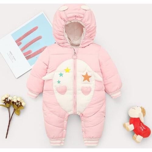 2020 Baby Winter Jumpsuit Plus Velvet Thick Down Cotton Baby Snowsuit Newborn Rompers Toddler Baby Boys Winter Coat