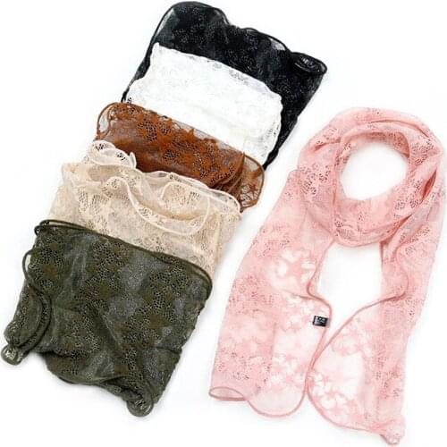 2021 Long Lace Embroidered Star Scarf Female Spring Style Western Style Decorative Hair Accessories Small scarf