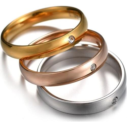 4mm Charm Stainless Steel Personalized Ring For Female Cute Zircon Engrave Name Promise Wedding Rings Drop Shipping