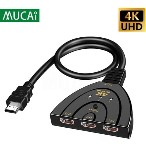 4K*2K 3D Mini 3 Port HDMI-compatible Switch 1.4b 4K Switcher Splitter 1080P 3 in 1 out Port Hub for DVD HDTV Xbox PS3 PS4
