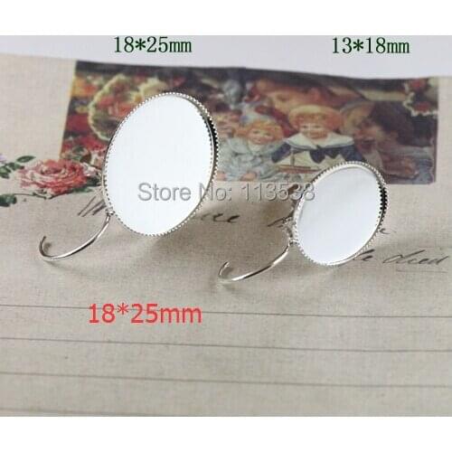 Hot Sale 200pcs 18*25mm Silver plated brass metal EARRING BLANK BASE TRAYS BEZEL ellipse Setting hook drop earrings findings