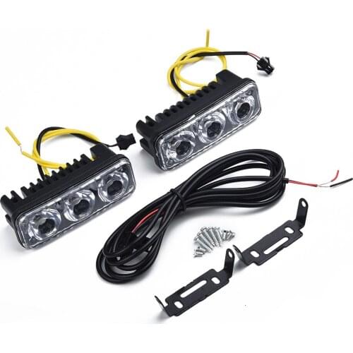 Accessories Daytime Running Lights Car Fog Lamp Turn Signal White+Amber 2Pcs 3-LED Parts
