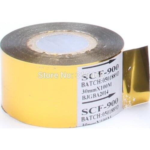 Free Shipping 1 Roll 1.18x3936" (30MMx100M) Gold Thermal Transfer Ribbon Hot Stamping Foil Ribbon Printing Belt
