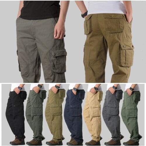 Plus Size Mens Cargo Pants Multi Pocket Military Trousers 2021 New Outdoor Work Pants Mens Army Straight Casual Long Trousers