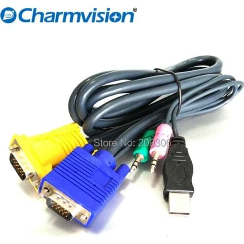 Charmvision KVM original USB VGA Audio Mic multi-interface KVMa Switcher Cable USB KVM switch link cable 1.8m 3m 5m extension