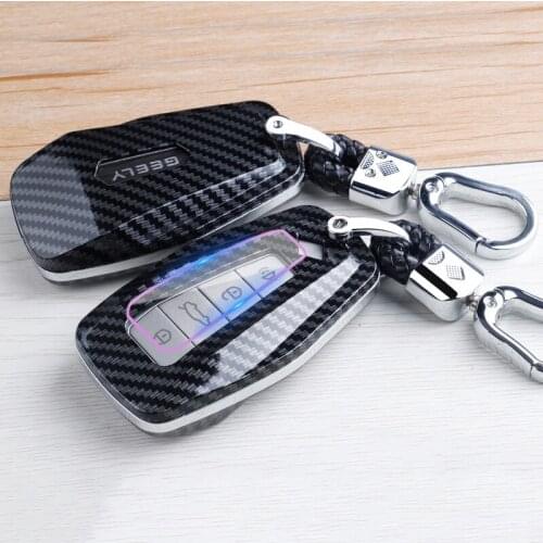 Car Key Case Cover Key Bag for Geely Azkarra Boyue Pro 2020 2021 Key Shell Chain Abs Accessories Auto Styling Mouldings