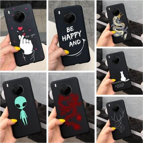 Black Painted Case For Huawei Y9a Case Soft Silicone Phone Back Cover For Huawei Y9a 2020 Y 9a Phone Case 6.63'' TPU Funda Coque