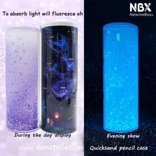NBX Shine Luminous Pencil Case Bling Bling Quicksand Multifunctional Pen Box Home Office Organization Marker Storage Calculator