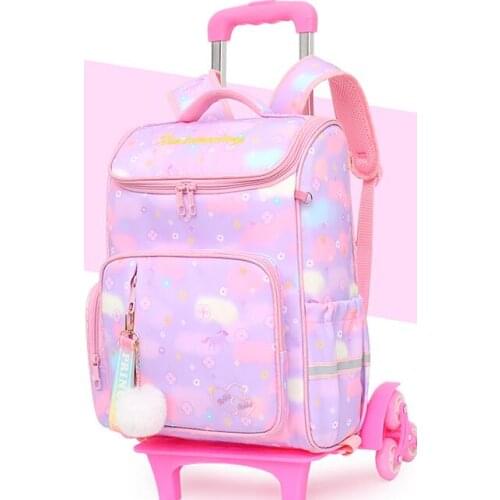 Kids Wheeled backpack For School Rolling Backpack Bag School Trolley bags for girls Students Book Bag On Wheels Trolley Backpack