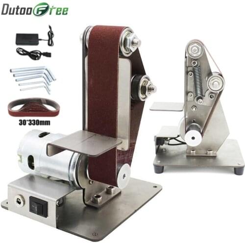 110V/220V Mini Electric Belt Sander Set DIY Polishing Grinding Machine Cutter Edges Sharpener Electric Belt Machine Power Tool