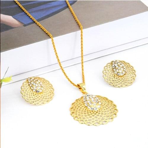 Eritrean Jewellery 24K Ethiopian Jewelry Gold Color Sets For Bride Italian Arab Africa Gifts For Women Wedding Necklace/Earrings