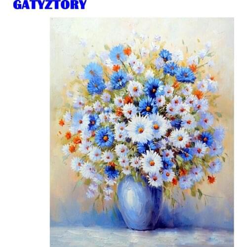 GATYZTORY Frame Flowers DIY Painting By Number Modern Wall Art Canvas Painting Acrylic Paint By Numbers For Home Decors 40x50cm