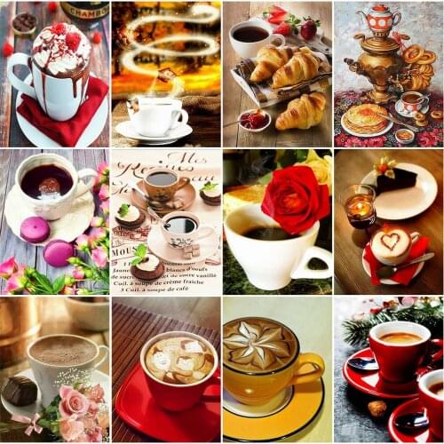 HUACAN Full Drill Diamond Painting Coffee New Arrival Kitchen Decor Mosaic Landscape Diamond Art Embroidery Handmade