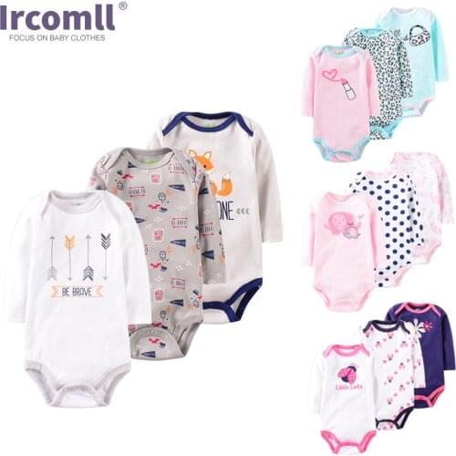 Ircomll 3PCS/Set Newborn Infant Baby Boys Clothe Long Sleeve Cotton Bodysuit Jumpsuits Toddler Boy Outfits Clothing