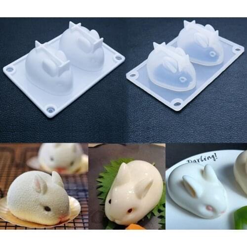 Creative Molds Easter Rabbit Shaped Silicone DIY Jelly Mold White Transparent Animal Model Tools Cake Dessert Baking Decor