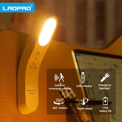 Lamp With Motion Sensor Built In USB Rechargeable1800mah Warm/Cold Lighting Human body induction USB Night Light Sensor Light
