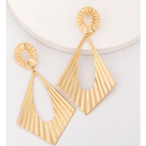 Fashion Gold Geometric Statement Long Earrings Women Round Square Fan Shaped Dangle Earring Jewelry 2020 Punk Water Drop Earring
