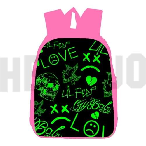 Fashion Rapper Lil Peep Backpacks for School Teenagers Girls 3D Anime LOVE Lil Peep Bag Pink 12/16 Inch Book Bag Mochila Student