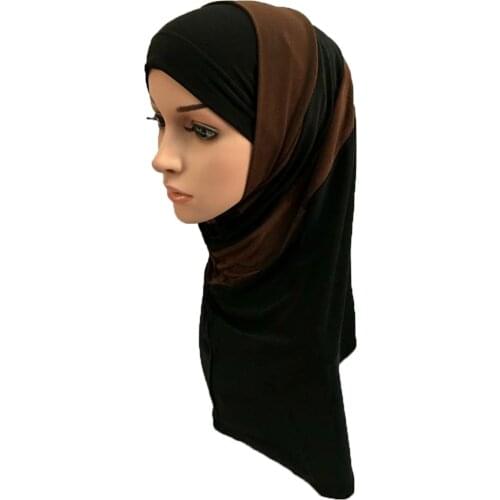 Muslim Women Girls Hijab Two Pieces Amira Islam Hijab Cap Islamic Scarf Patchwork Wholesale