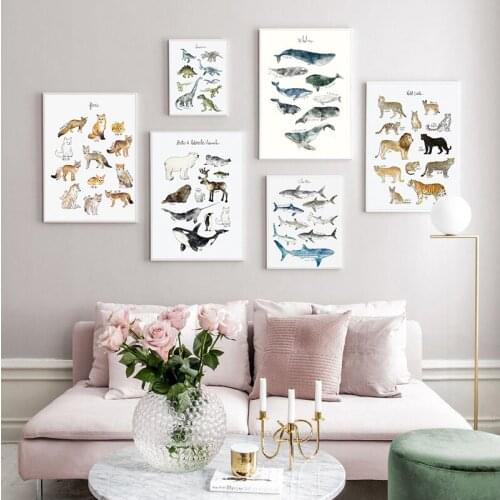 Wall Art Canvas Painting Dinosaur Lion Fox Deer Animal Art Prints Nordic Posters And Prints Wall Pictures Baby Kids Room Decor