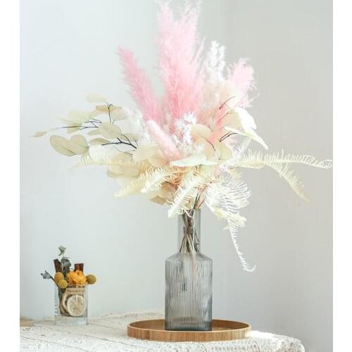 Natural Preserved Eucalyptus Leave Bouquet Pampas Grass Pine Needles Fern leaf Mix Flower Home Wedding Valentines Day Decor