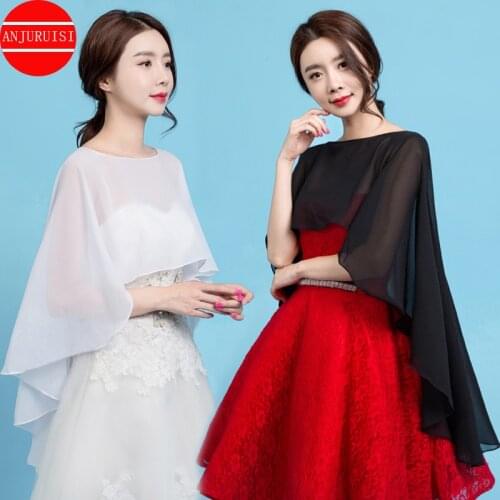 Cheap Chiffon Cape Bolero Women Mariage Chalas Mujer Evening Wedding Bridal Jacket Wraps Accessories Peleryna Cloak Boda Shawl