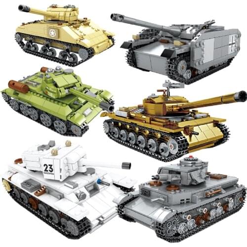 596PCS WW2 German Model Building Blocks City Military Tank Soldier Bricks Educational Technical Toys For Children Boys