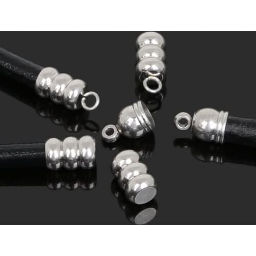 New Arrival 10pcs/lot 7x10.5/6.5x14/7x10mm Hole 5mm Stainless steel Cords End Caps For DIY Jewelry Making Findings Connector