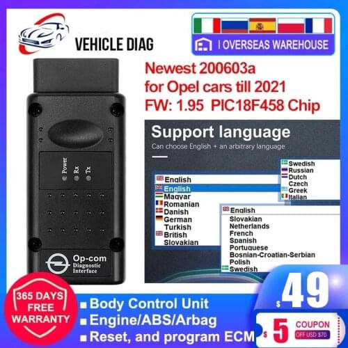 OPCOM 2021 200603a With PIC18F458 FTDI obd2 Diagnostic Tools for Astra For Opel 2021 OBD 2 Scanner Code Reader Reset Program ECM