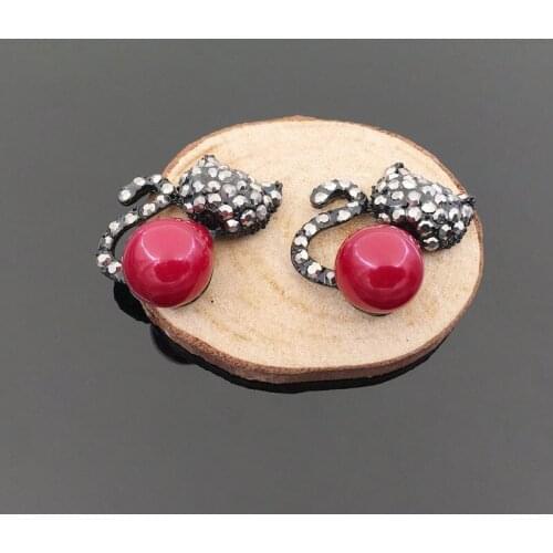 Wholesale Trendy 20pcs/lot Red Pearls/Rhinestone decoration Cartoon Black Carts Shape Charms with C button Diy Hair accessory