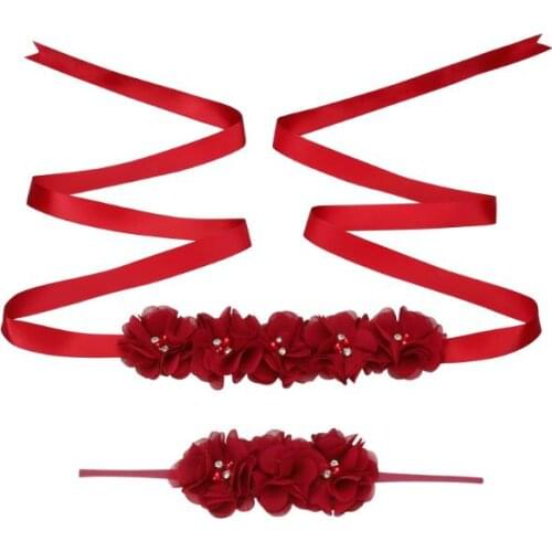 Original design lace flower belt, girl woman bride belt wedding belt flower headband 1 set wedding belt party dress accessories